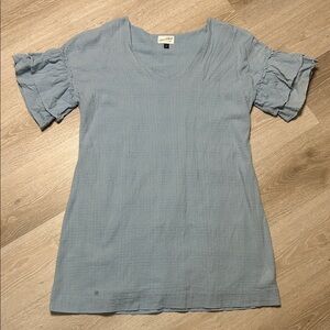 Universal Thread Textured Blue Ruffle Sleeve Shift Dress